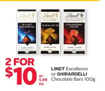 Rexall LINDT Excellence or GHIRARDELLI Chocolate Bars offer