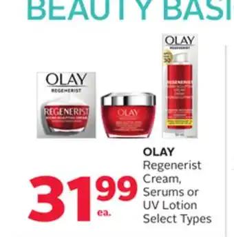 Rexall OLAY Regenerist Cream, Serums or UV Lotion offer