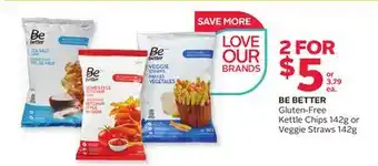 Rexall BE BETTER Gluten-Free Kettle Chips 142g or Veggie Straws 142g offer