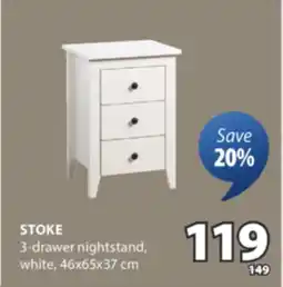 JYSK STOKE 3-drawer nightstand offer