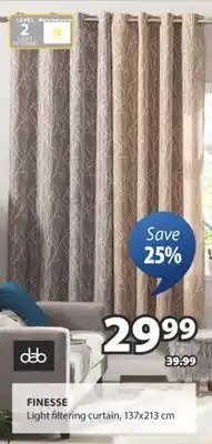 JYSK FINESSE Light filtering curtain offer