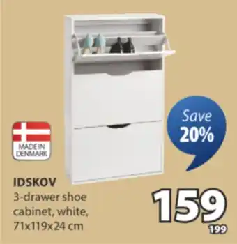 JYSK IDSKOV 3-drawer shoe cabinet offer