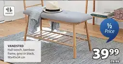 JYSK VANDSTED Hall bench, bamboo frame, grey or black offer