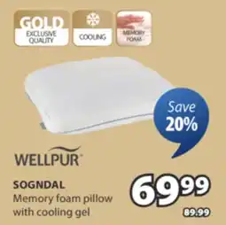 JYSK WELLPUR SOGNDAL Memory foam pillow offer