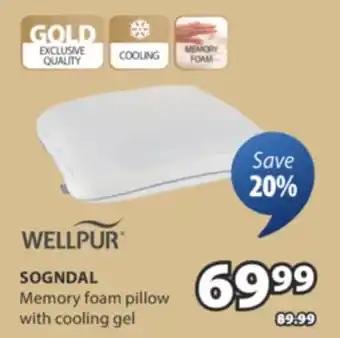JYSK WELLPUR SOGNDAL Memory foam pillow offer
