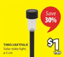 JYSK TIMO/JAKTFALK Solar stake light offer
