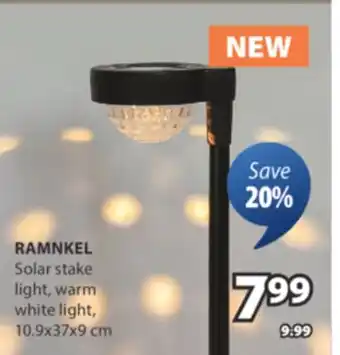 JYSK RAMNKEL Solar stake light, warm white light offer