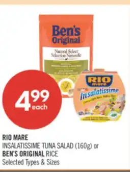 Shoppers Drug Mart RIO MARE INSALATISSIME TUNA SALAD (160g) or BEN'S ORIGINAL RICE offer