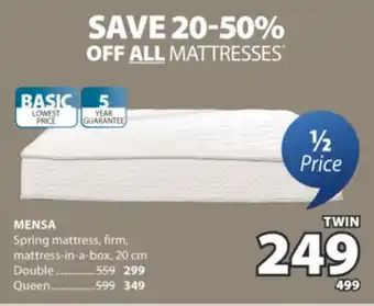 JYSK MENSA Spring mattress offer