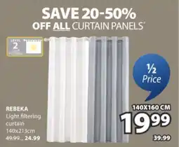 JYSK REBEKA Light filtering curtain offer