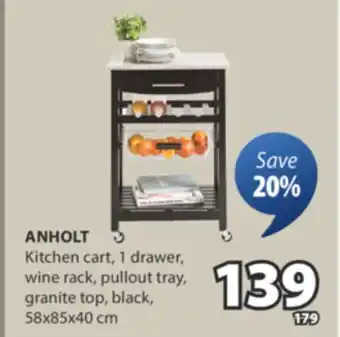 JYSK ANHOLT Kitchen cart, 1 drawer offer