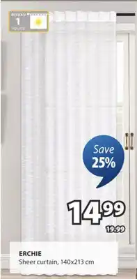 JYSK ERCHIE Sheer curtain, 140x213 cm offer
