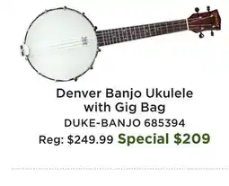 Long & McQuade Denver Banjo Ukulele with Gig Bag offer