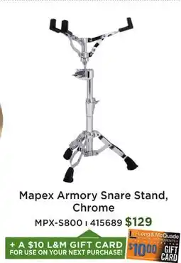 Long & McQuade Mapex Armory Snare Stand, Chrome offer