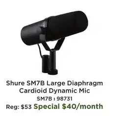 Long & McQuade Shure SM7B Large Diaphragm Cardioid Dynamic Mic offer