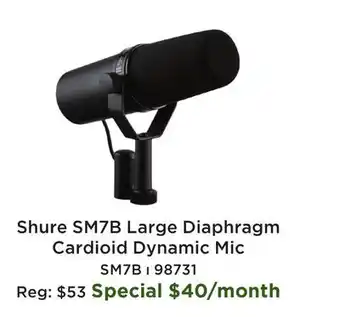 Long & McQuade Shure SM7B Large Diaphragm Cardioid Dynamic Mic offer