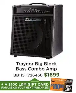 Long & McQuade Traynor Big Block Bass Combo Amp offer
