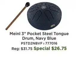 Long & McQuade Meinl 3 Pocket Steel Tongue Drum, Navy Blue offer