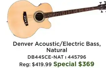 Long & McQuade Denver Acoustic/Electric Bass, Natural offer