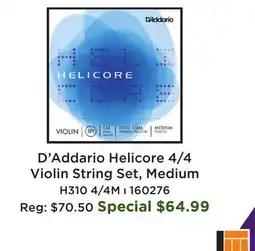Long & McQuade D'Addario Helicore 4/4 Violin String Set, Medium offer
