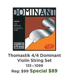Long & McQuade Dominant Violin String Set 4/4 - Carbon Steel, Aluminum Wound 'E' String offer