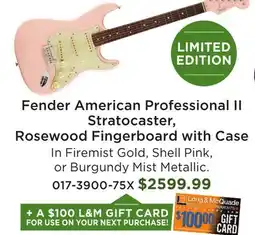Long & McQuade Fender American Professional II Stratocaster, Rosewood Fingerboard with Case offer