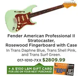 Long & McQuade Fender American Professional II Stratocaster, Rosewood Fingerboard with Case offer