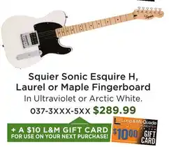 Long & McQuade Squier Sonic Esquire H, Laurel or Maple Fingerboard offer