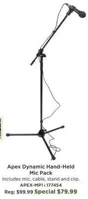 Long & McQuade Economy Dynamic Hand Held Microphone Package with Cable, Stand and Clip offer