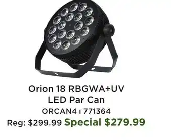 Long & McQuade ORCAN4 High Output RGBWA+UV LED Par Can offer