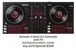 Long & McQuade Mixtrack Platinum FX 4-Deck DJ Controller with Jog Wheel Displays and FX Paddles offer