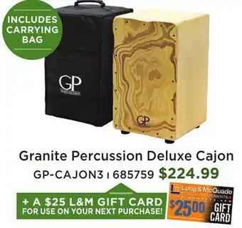 Long & McQuade Deluxe Cajon w/ Carry Bag offer