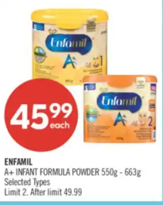 Shoppers Drug Mart ENFAMIL A+ INFANT FORMULA POWDER offer