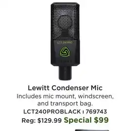 Long & McQuade LCT 240 Pro Condenser Microphone - Black offer