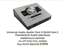 Long & McQuade Universal Audio Apollo Twin X QUAD Gen 2 Thunderbolt Audio Interfaces offer