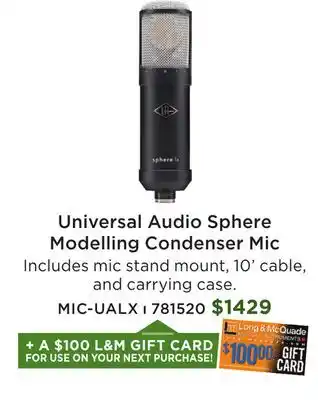 Long & McQuade UA Sphere LX Modeling Microphone offer