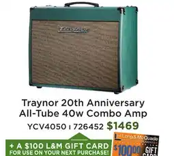 Long & McQuade 20th Anniversary Traynor YCV4050 offer