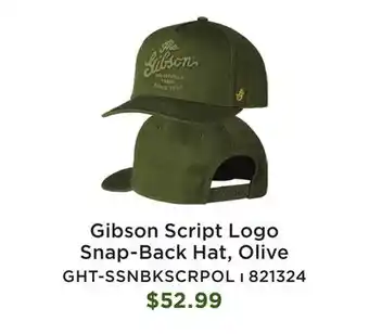 Long & McQuade Script Logo Structured Snapback - Olive offer