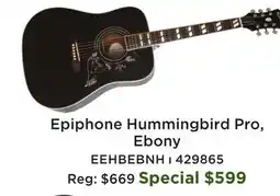 Long & McQuade Epiphone Hummingbird Pro, Ebony offer