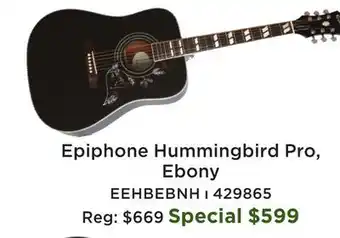 Long & McQuade Epiphone Hummingbird Pro, Ebony offer