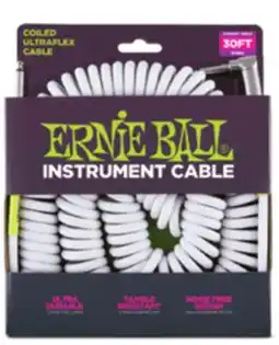 Long & McQuade 30' Coiled Straight/Angle Instrument Cable - White offer