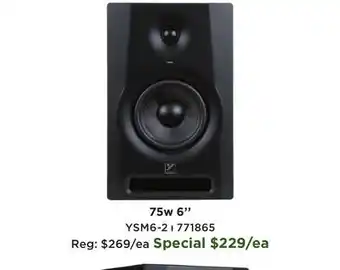 Long & McQuade YSM6 Series II 75-Watt Powered Studio Monitor - 6'' (Single) offer