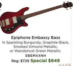 Long & McQuade Epiphone Embassy Bass offer