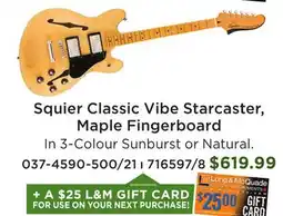 Long & McQuade Classic Vibe Starcaster with Maple Neck/Fingerboard - 3-Color Sunburst offer