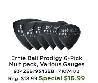 Long & McQuade Prodigy Multipack Picks - Black - 1.5mm (6 Pack) offer