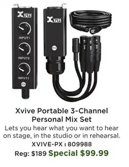 Long & McQuade XVIVE-PX Portable 3 Channel Personal Mix Set offer