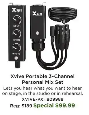Long & McQuade XVIVE-PX Portable 3 Channel Personal Mix Set offer