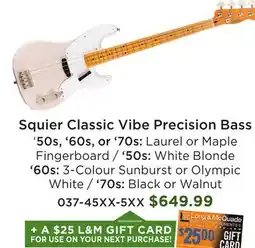 Long & McQuade Squier Classic Vibe Precision Bass offer