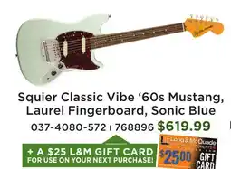 Long & McQuade Squier Classic Vibe '60s Mustang, Laurel Fingerboard, Sonic Blue offer