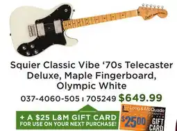 Long & McQuade Classic Vibe '70s Telecaster Deluxe, Maple Fingerboard - Olympic White offer